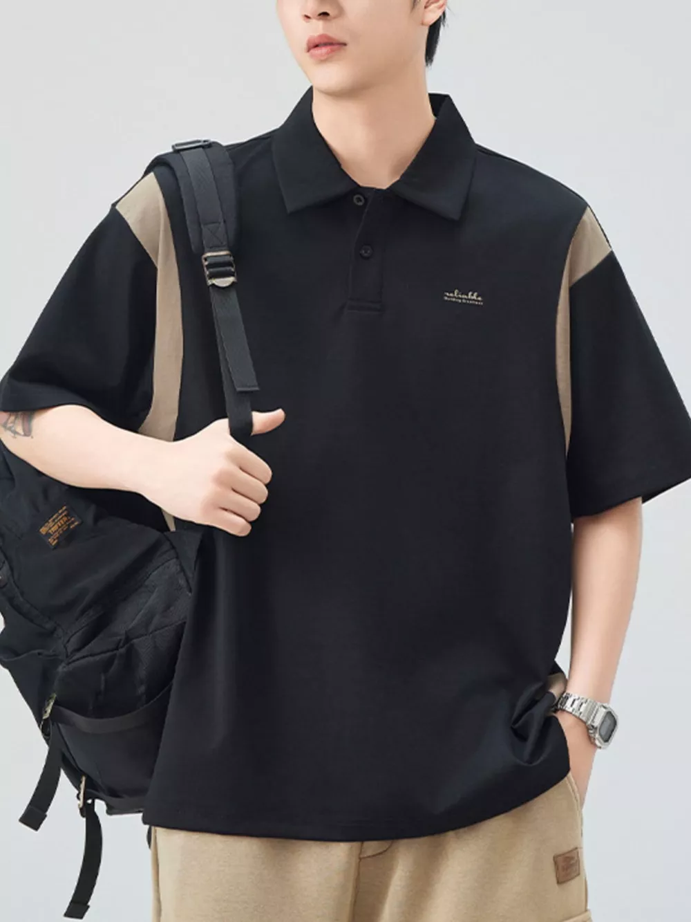 Men's Plus Size Button Detail Short Sleeve Polo, image 6
