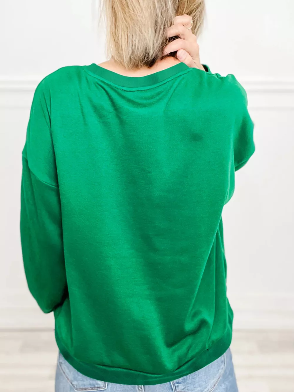Plaid Letter Graphic Round Neck Sweatshirt, image 3