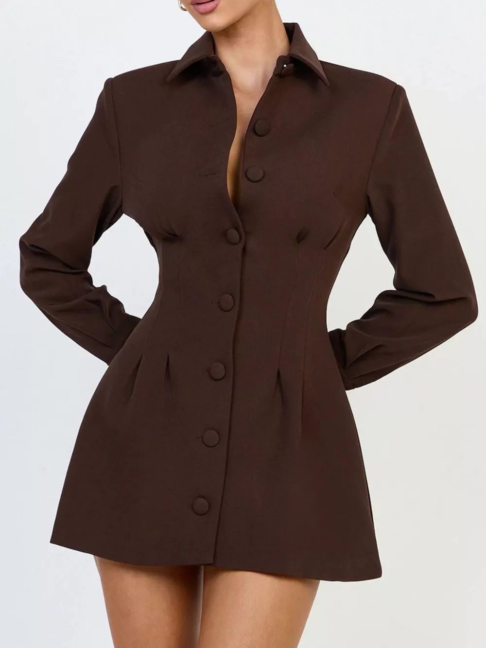 Corset-Style Button-Down Blazer Dress