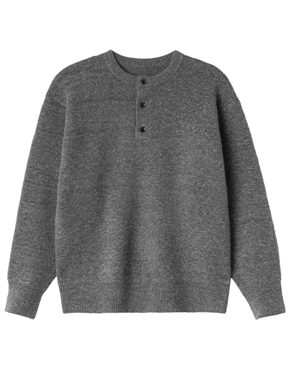 Men's Plus Size Button Detail Ribbed Hem Sweater, image 8