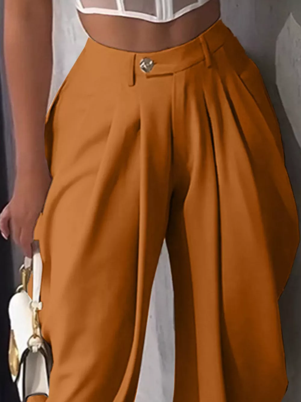 High-Waisted Wide Leg Pleated Pants, image 11