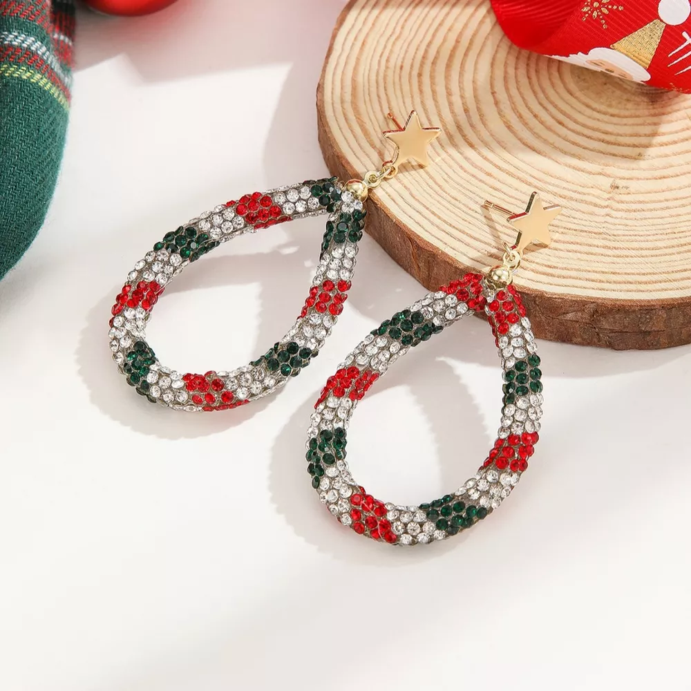 Christmas Rhinestone Teardrop Earrings, image 4