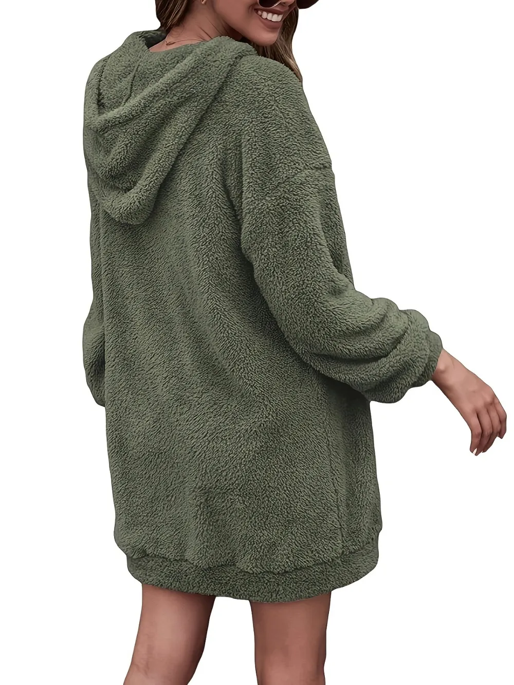 Half Zip Dropped Shoulder Oversized Hoodie, image 8
