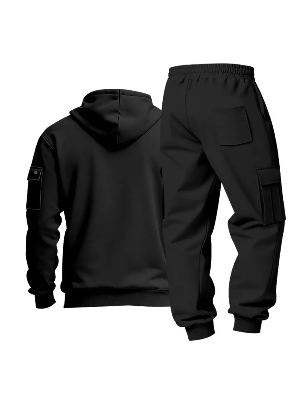 Men's Full Size Half Zip Hoodie and Cargo Pants Set Plus Size, image 5