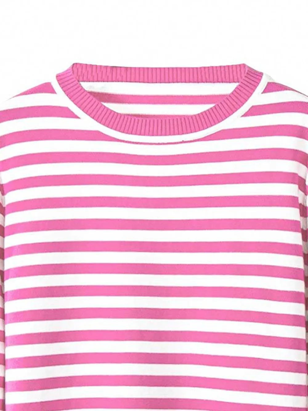 Striped Round Neck Long Sleeve Sweater, image 8