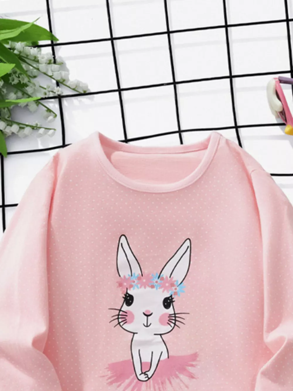 Children's Bunny Ballerina Graphic Long Sleeve T-Shirt, image 3