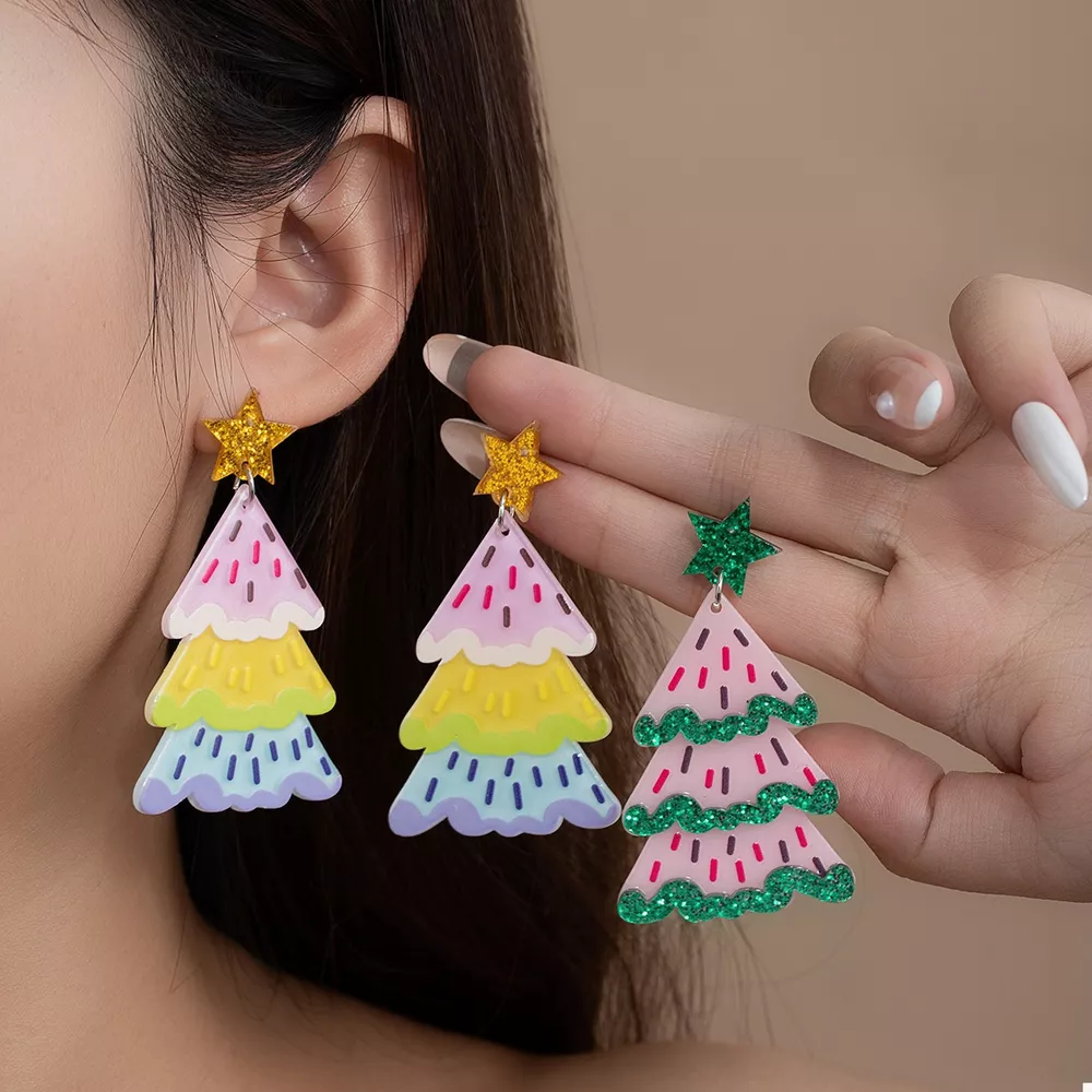 Christmas Tree Dangle Earrings, image 5