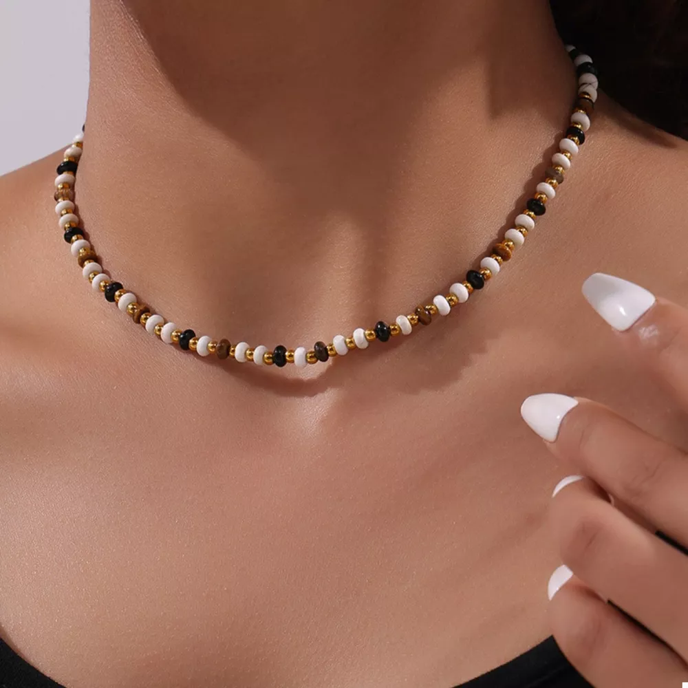 2 Piece Natural Stone and Gold Chain Necklace with Pendant, image 8