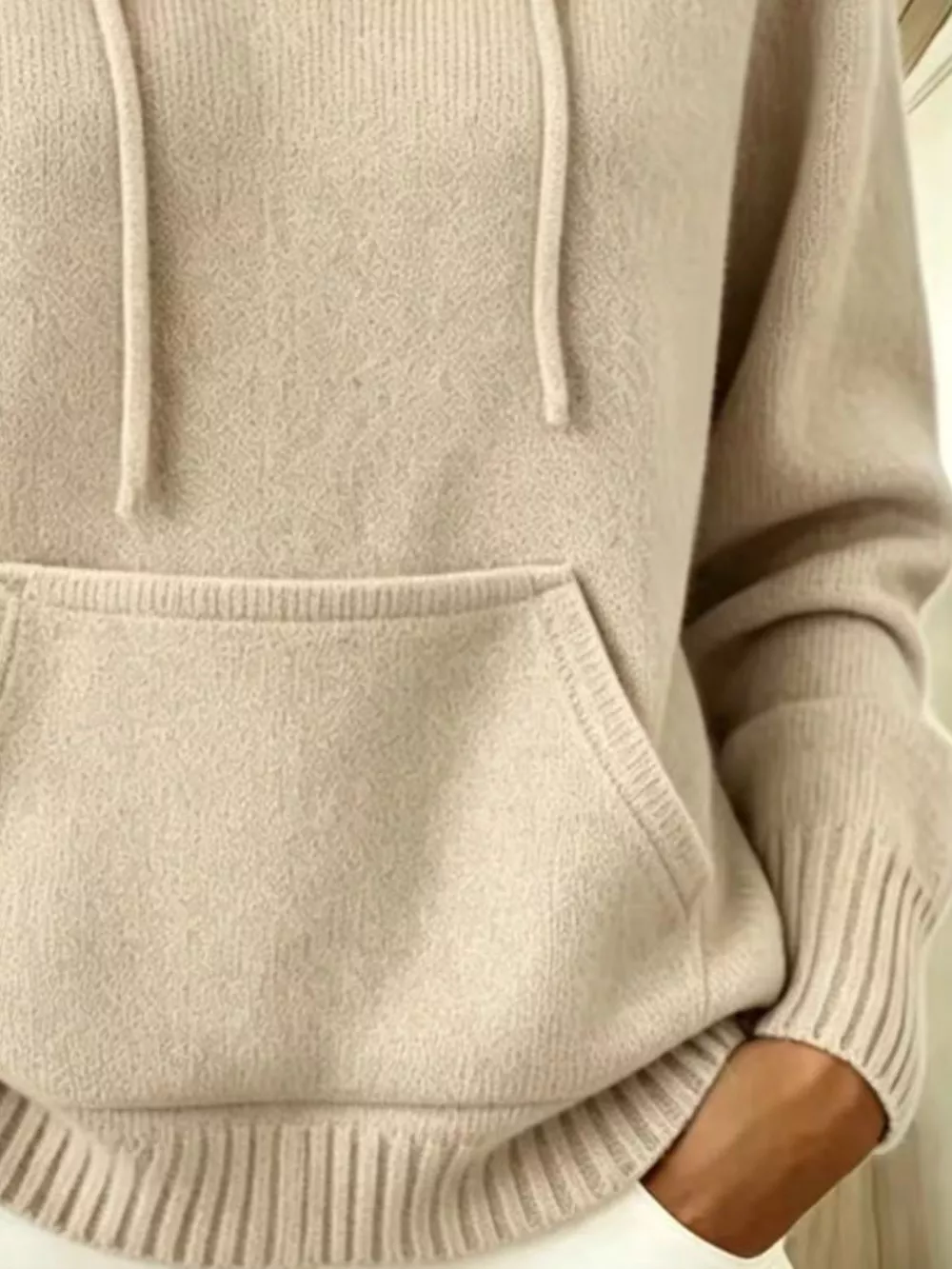 Full Size Drawstring Kangaroo Pocket Hooded Sweater Plus Size, image 24