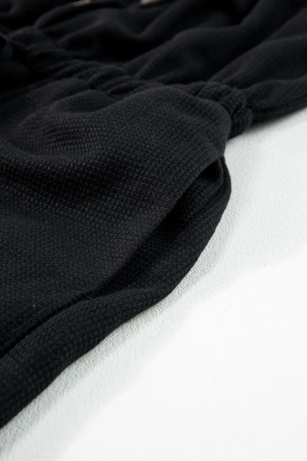 Knotted Straps Button Textured Drawstring Jumpsuit, image 8