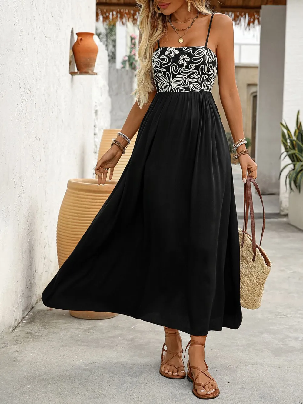 Smocked Midi Cami Dress with Pockets, image 5