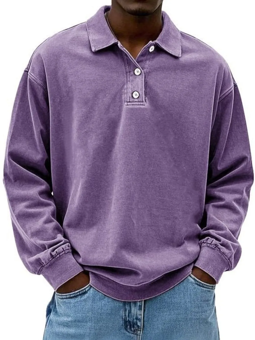 Men's Full Size Collared Neck Long Sleeve Polo Plus Size, image 8