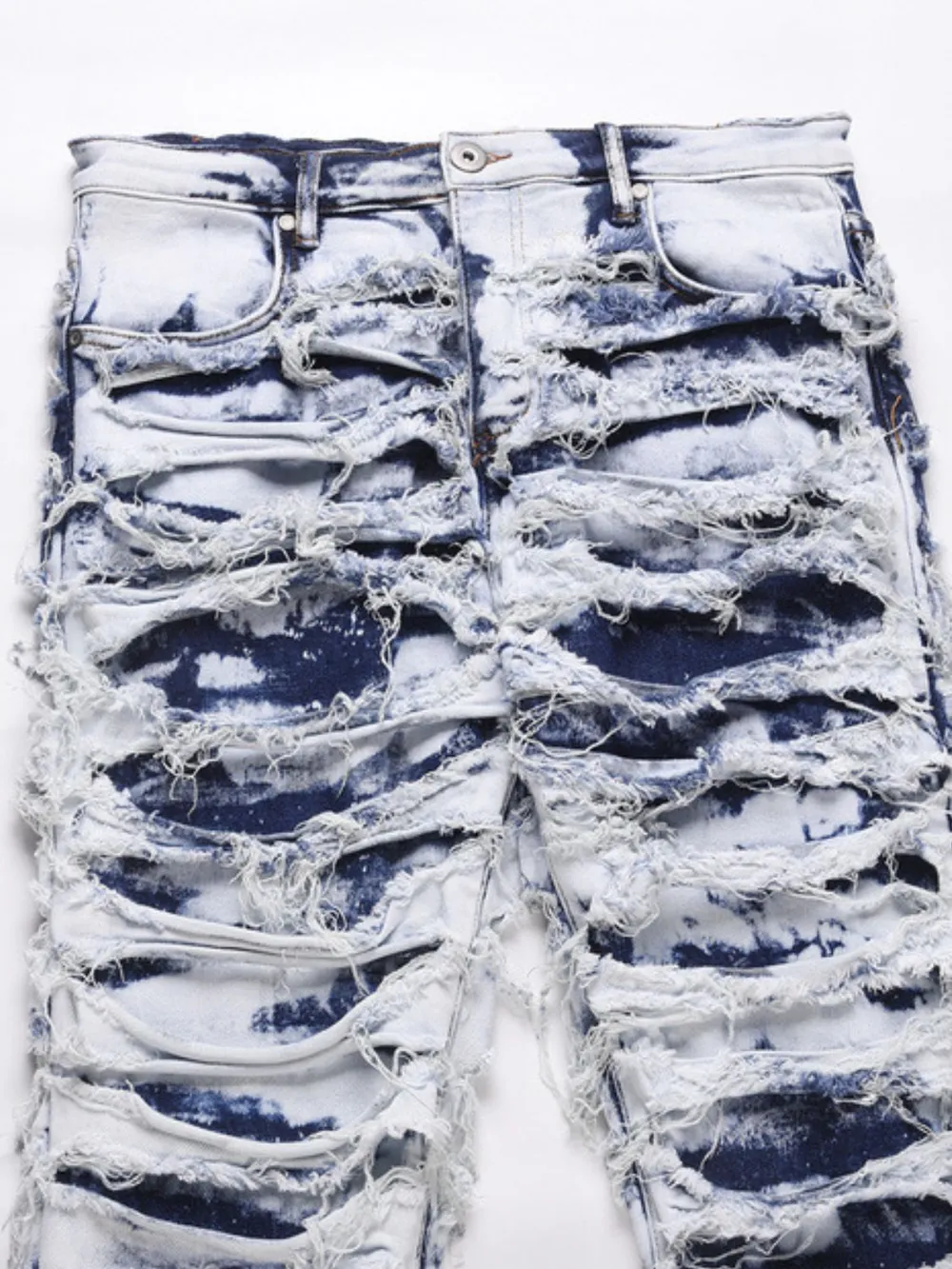 Men's Distressed Raw Hem Straight Jeans, image 3