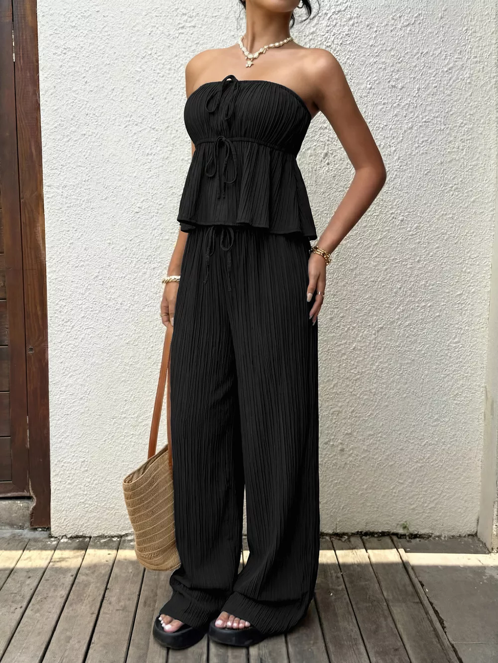 Tube Top and Wide-Leg Pants Set, image 9