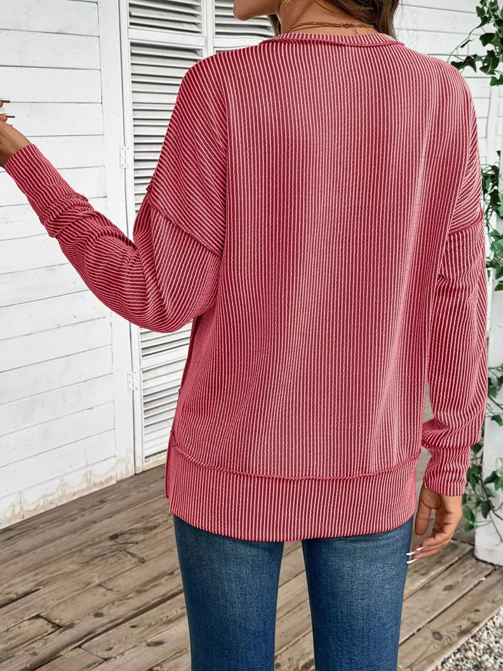 Side Slit Round Neck Sweatshirt, image 10