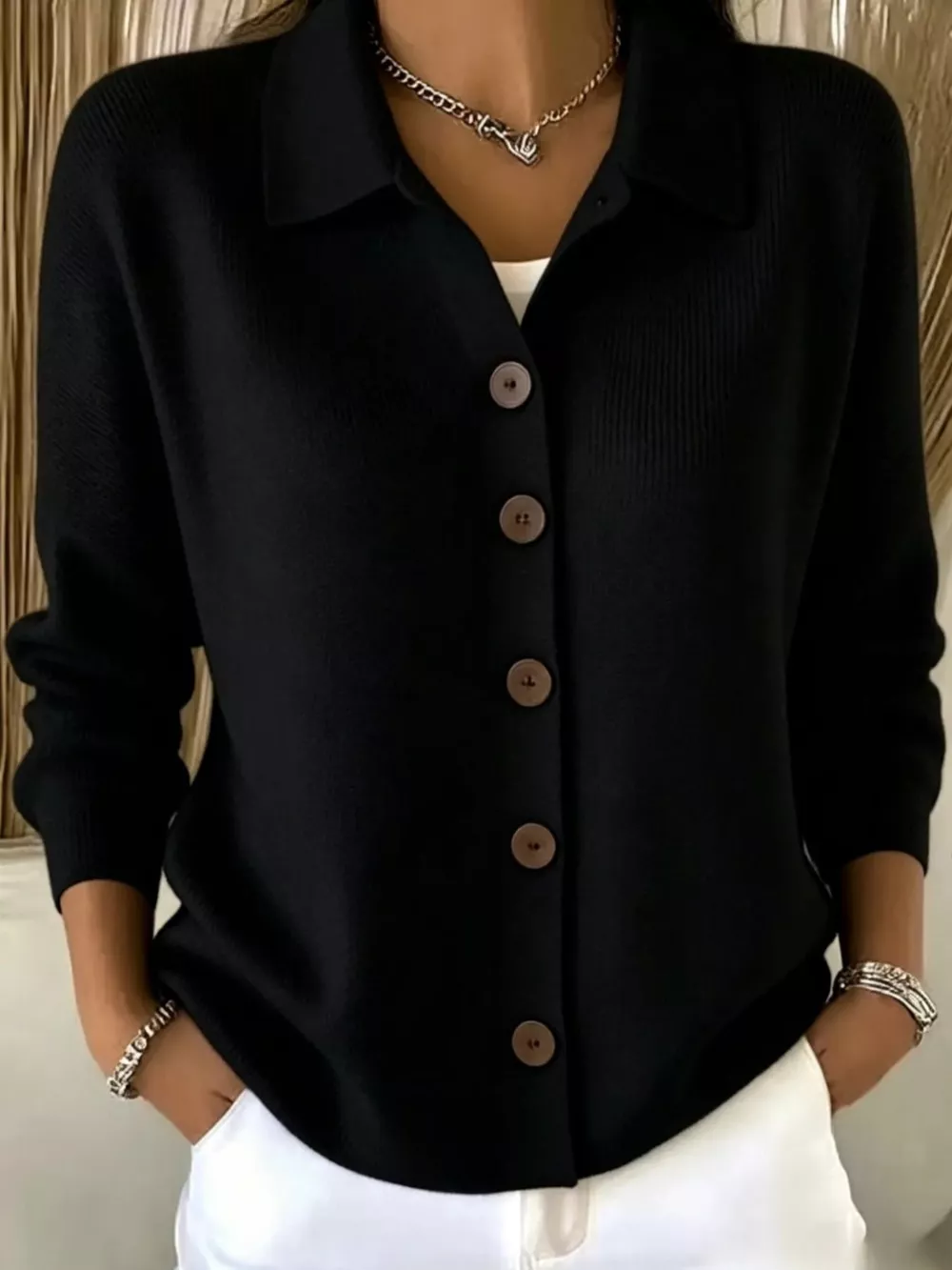 Button-Up Long Sleeve Cardigan, image 3