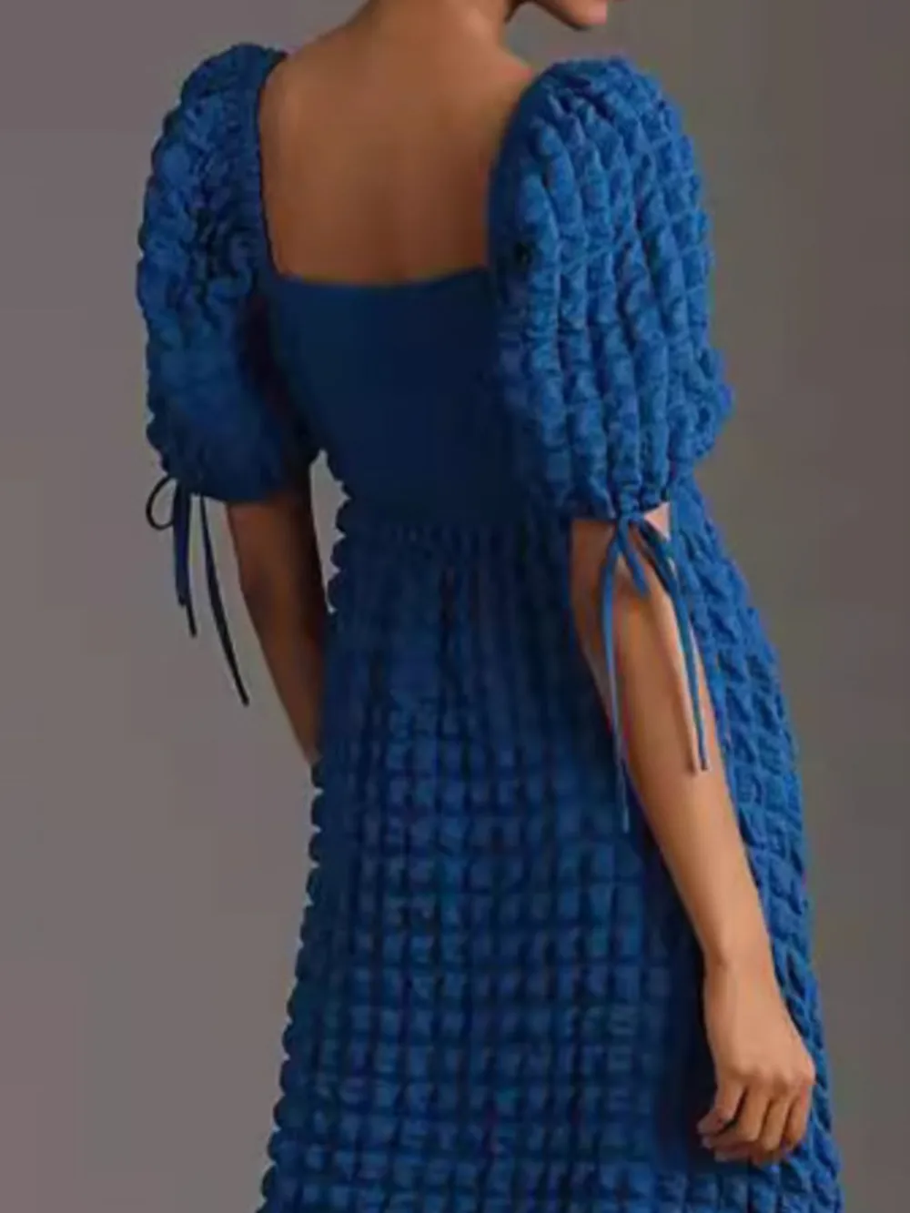 Textured Sweetheart Neck Short Sleeve Dress, image 6
