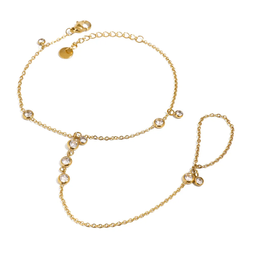 18K Gold-Plated Inlaid Rhinestone Chain Bracelet, image 5