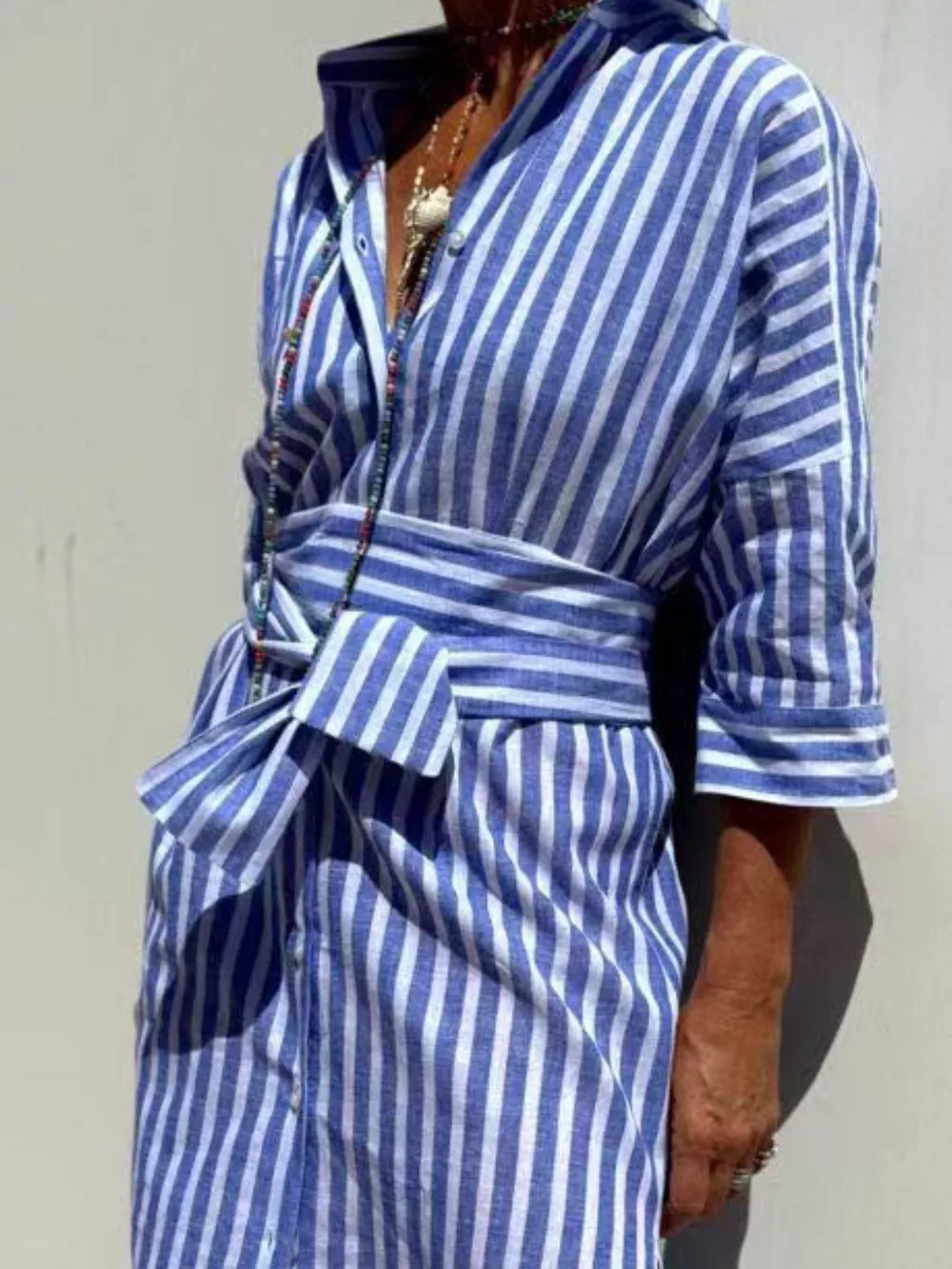Full Size Printed Button-Down Midi Dress Plus Size, image 5