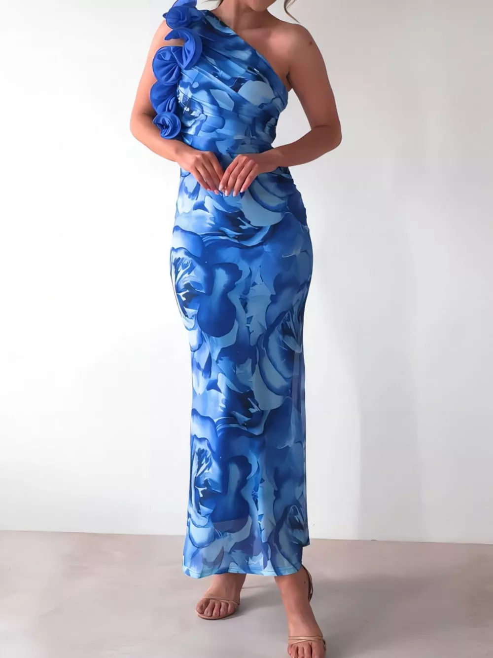 Floral Print One-Shoulder Maxi Dress, image 11