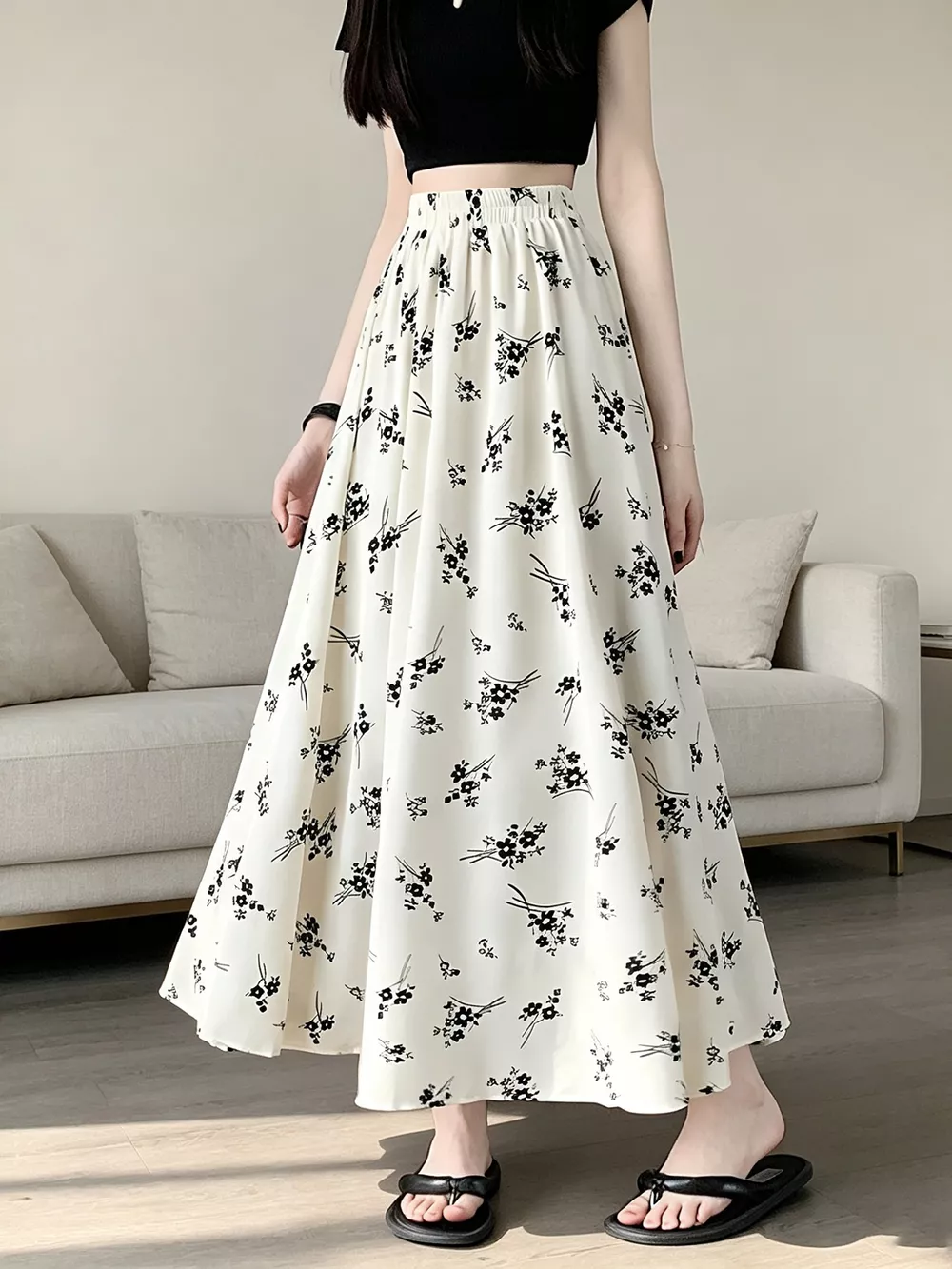 Floral Print A-Line Skirt, image 4