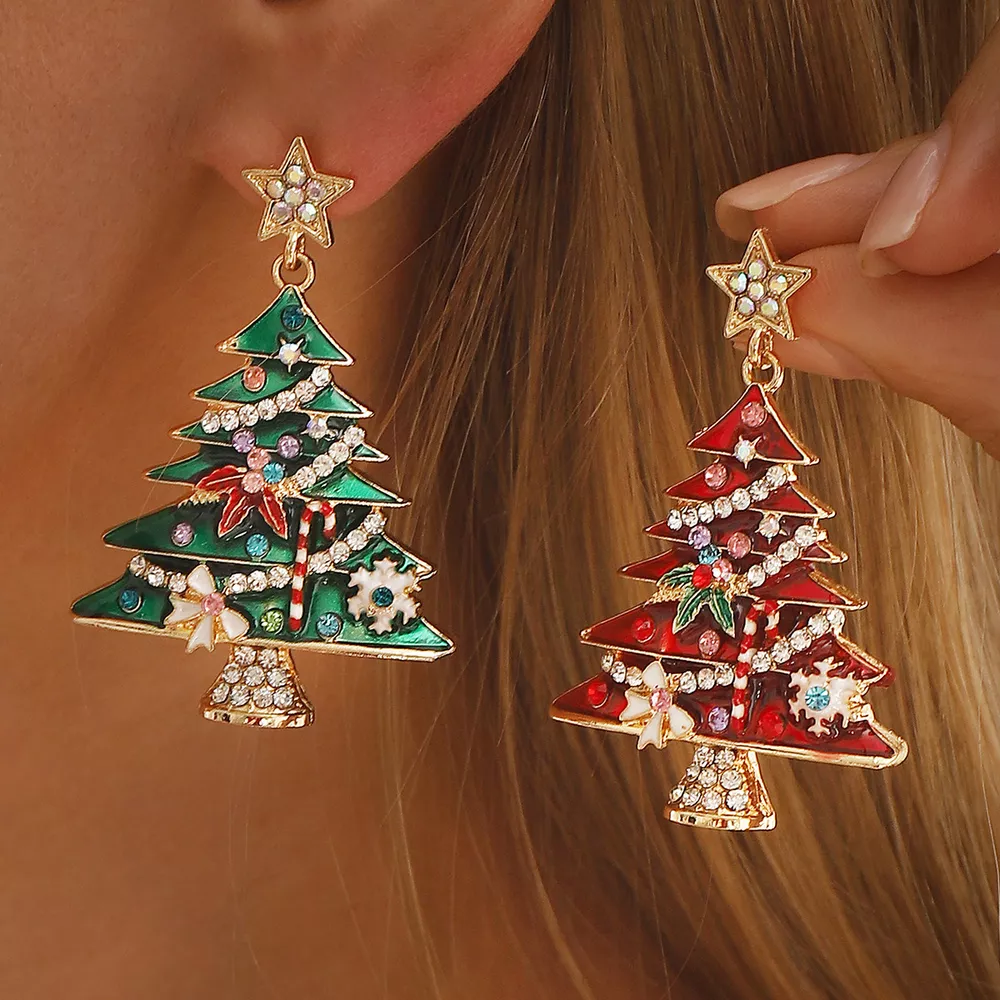 Christmas Tree Dangle Earrings, image 2