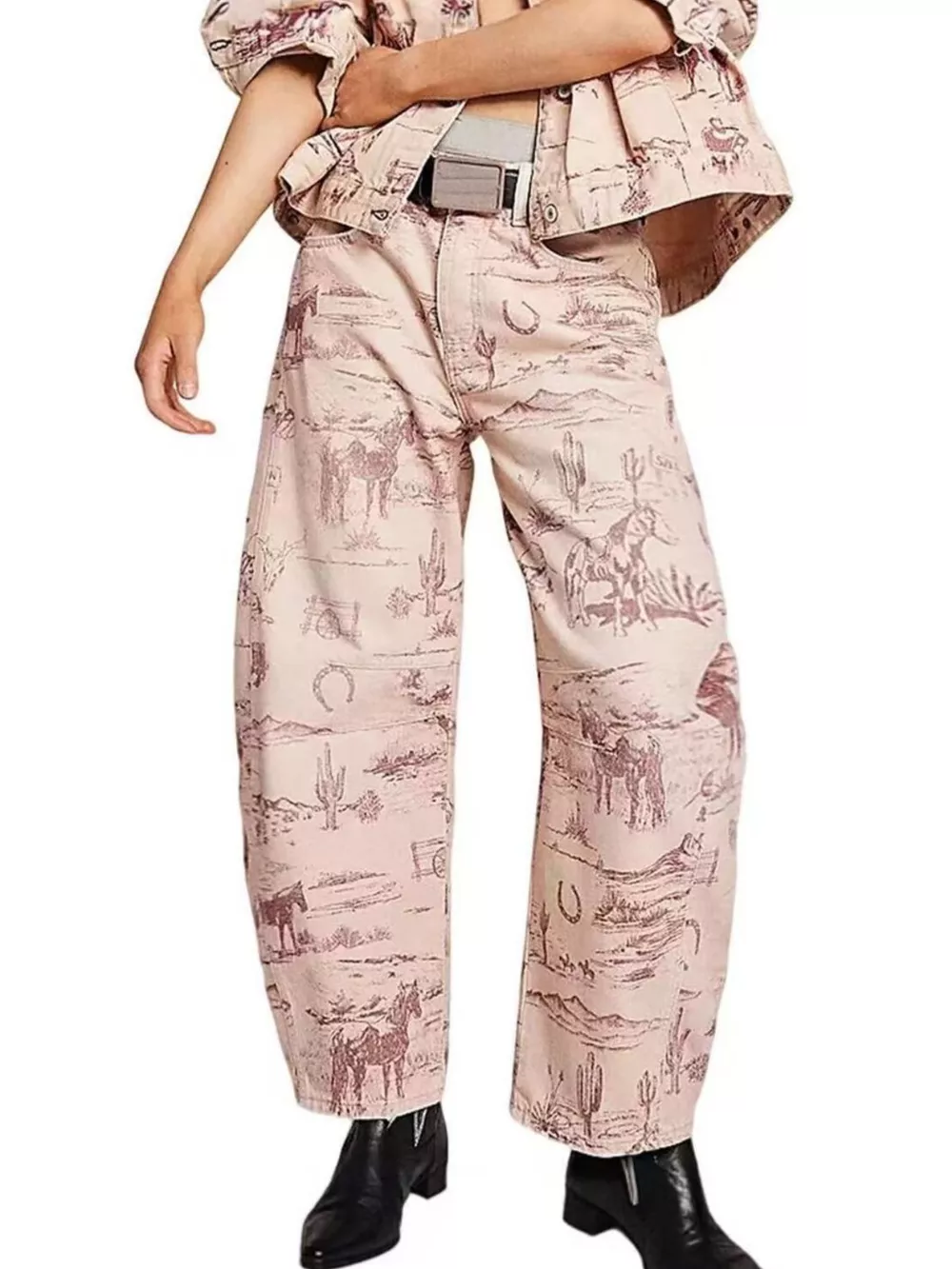 Printed Wide-Leg Jeans, image 6
