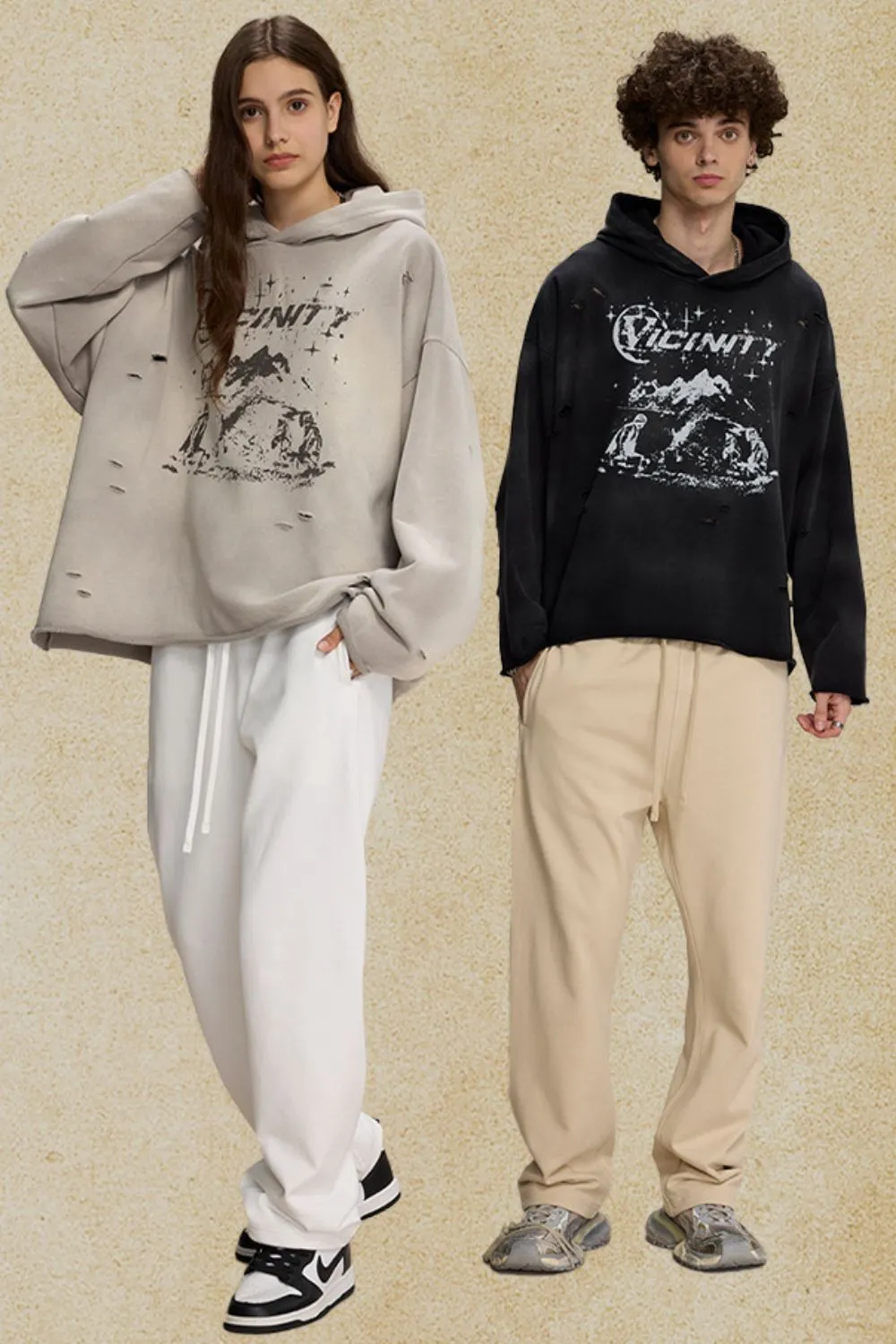 Men's Distressed Graphic Long Sleeve Hoodie, image 3