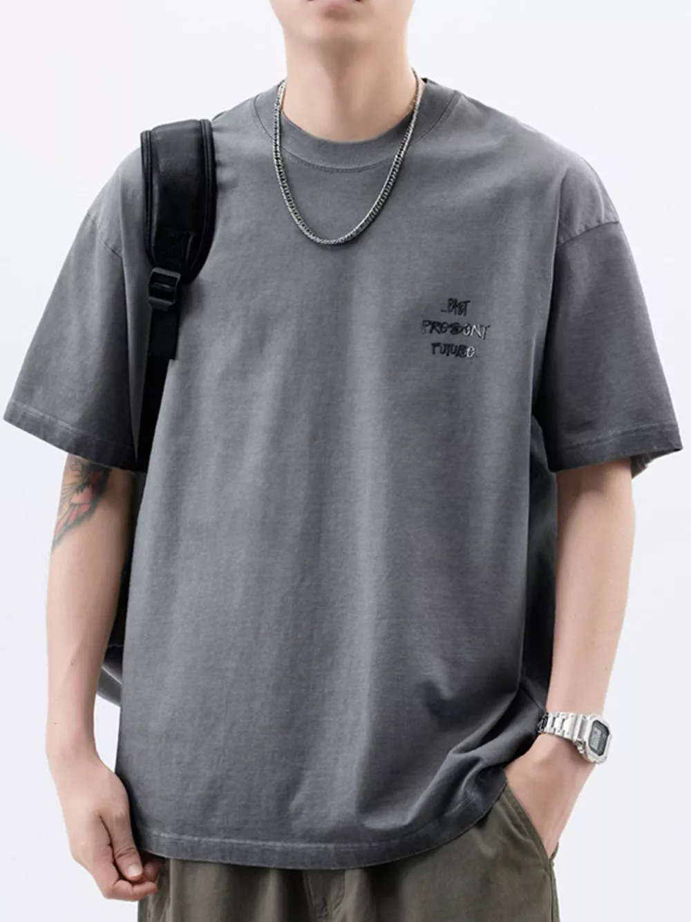 Men's Plus Size Oversized Round Neck Letter Graphic T-Shirt, image 5