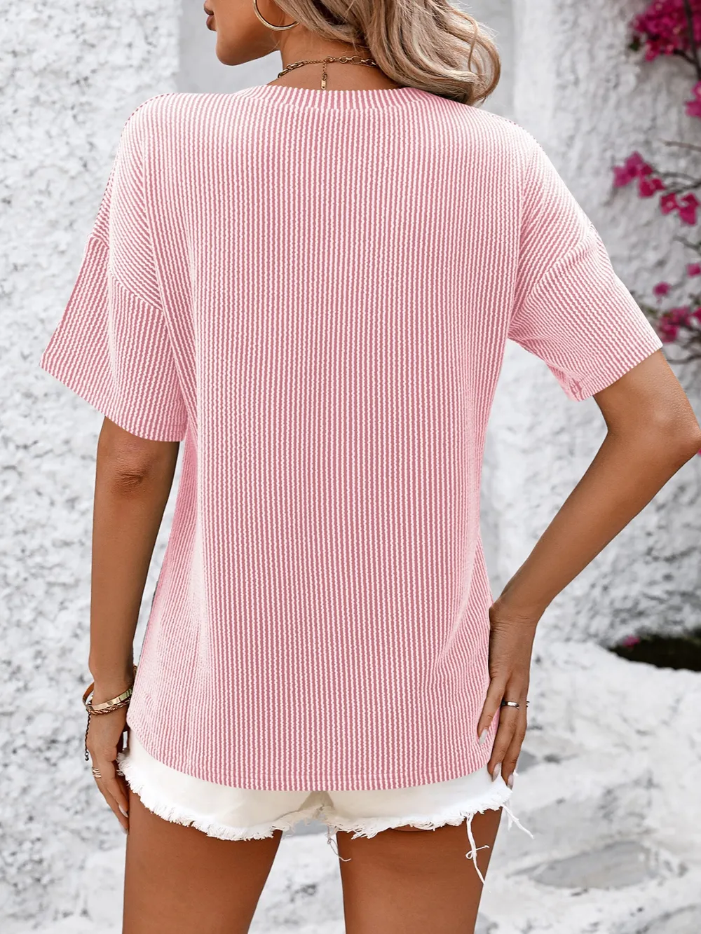 V-Neck Dropped Shoulder T-Shirt, image 12