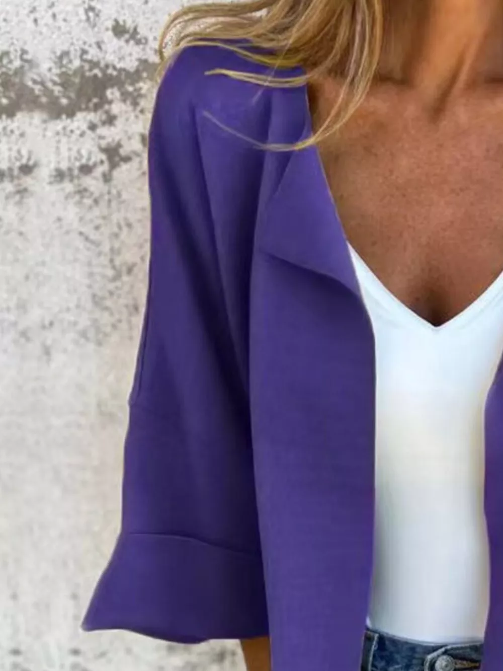 Full Size Open Front 3/4 Sleeve Casual Cardigan Plus Size, image 6