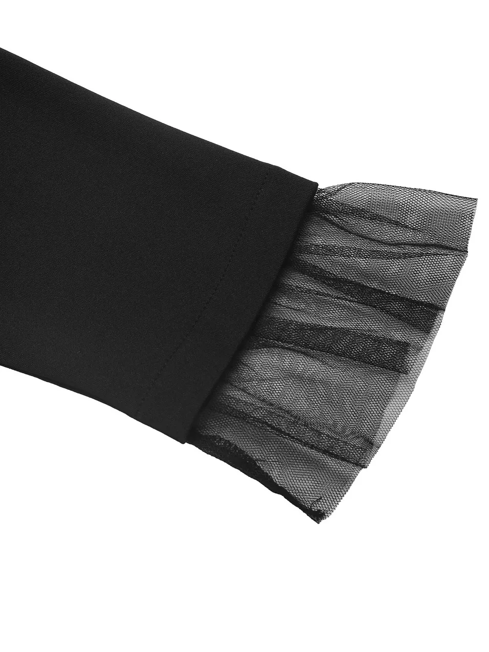 Square Neck Puff Sleeve Mesh Hem Dress, image 3
