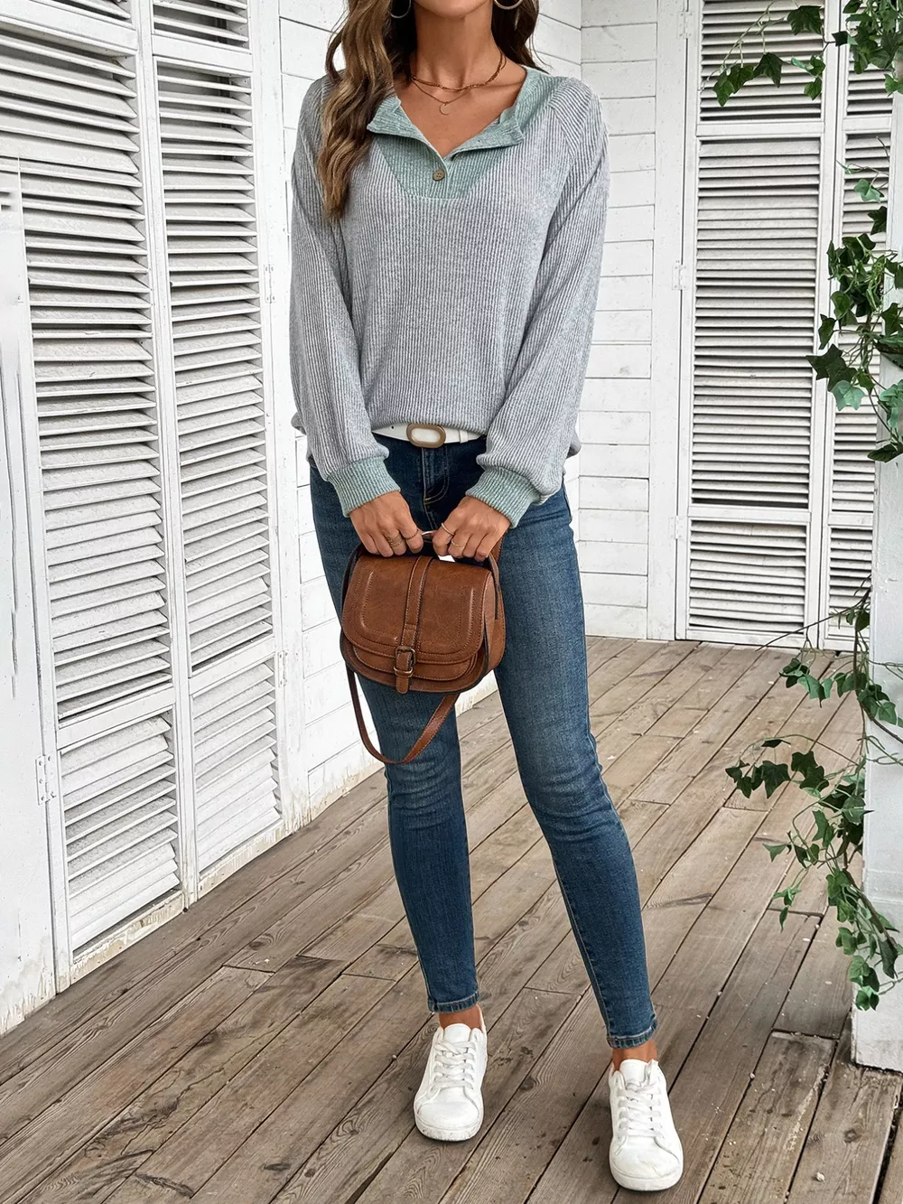Ribbed Knit Two-Tone Top, image 30