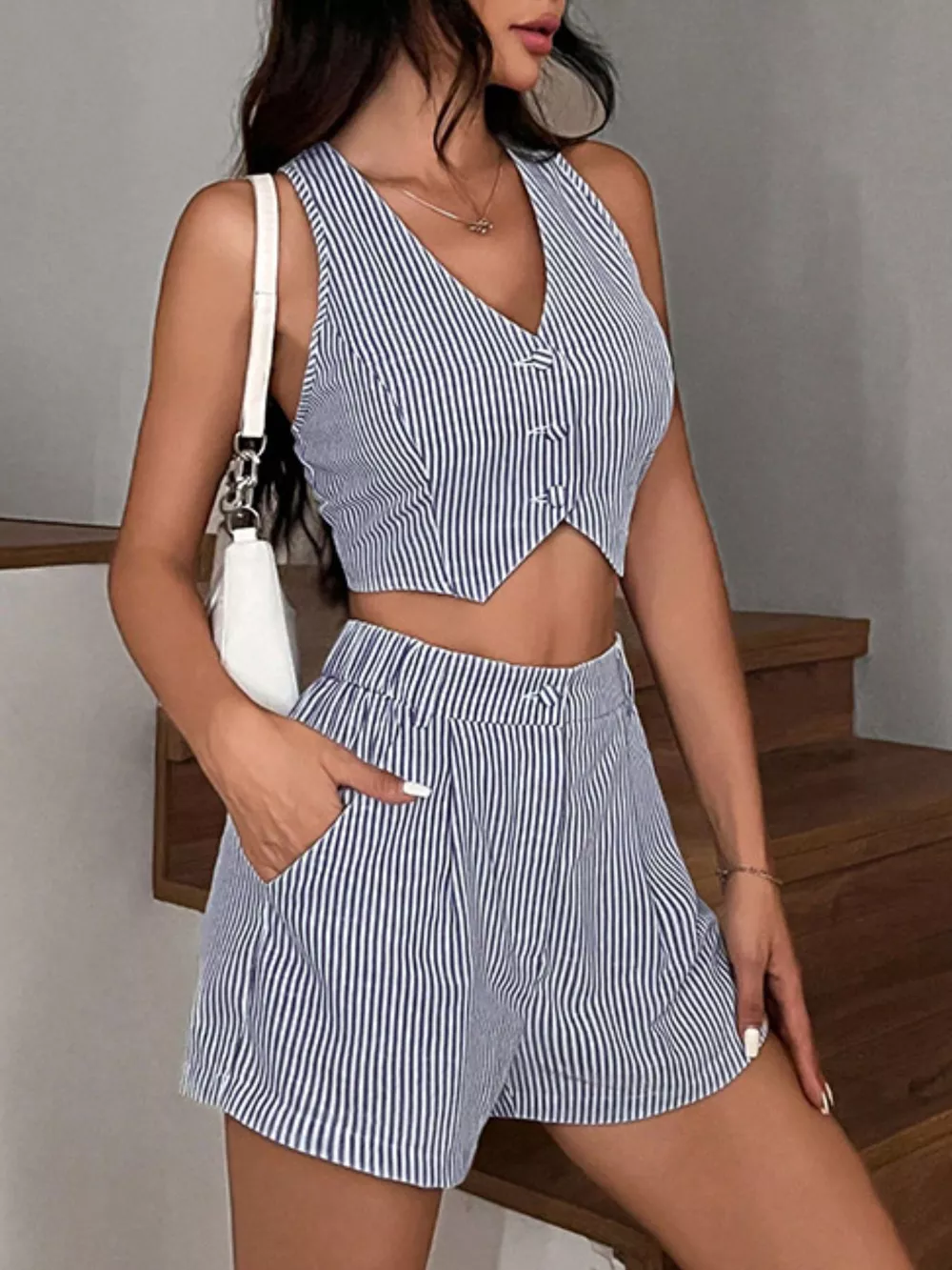 Striped Vest and Shorts Two-Piece Set, image 7