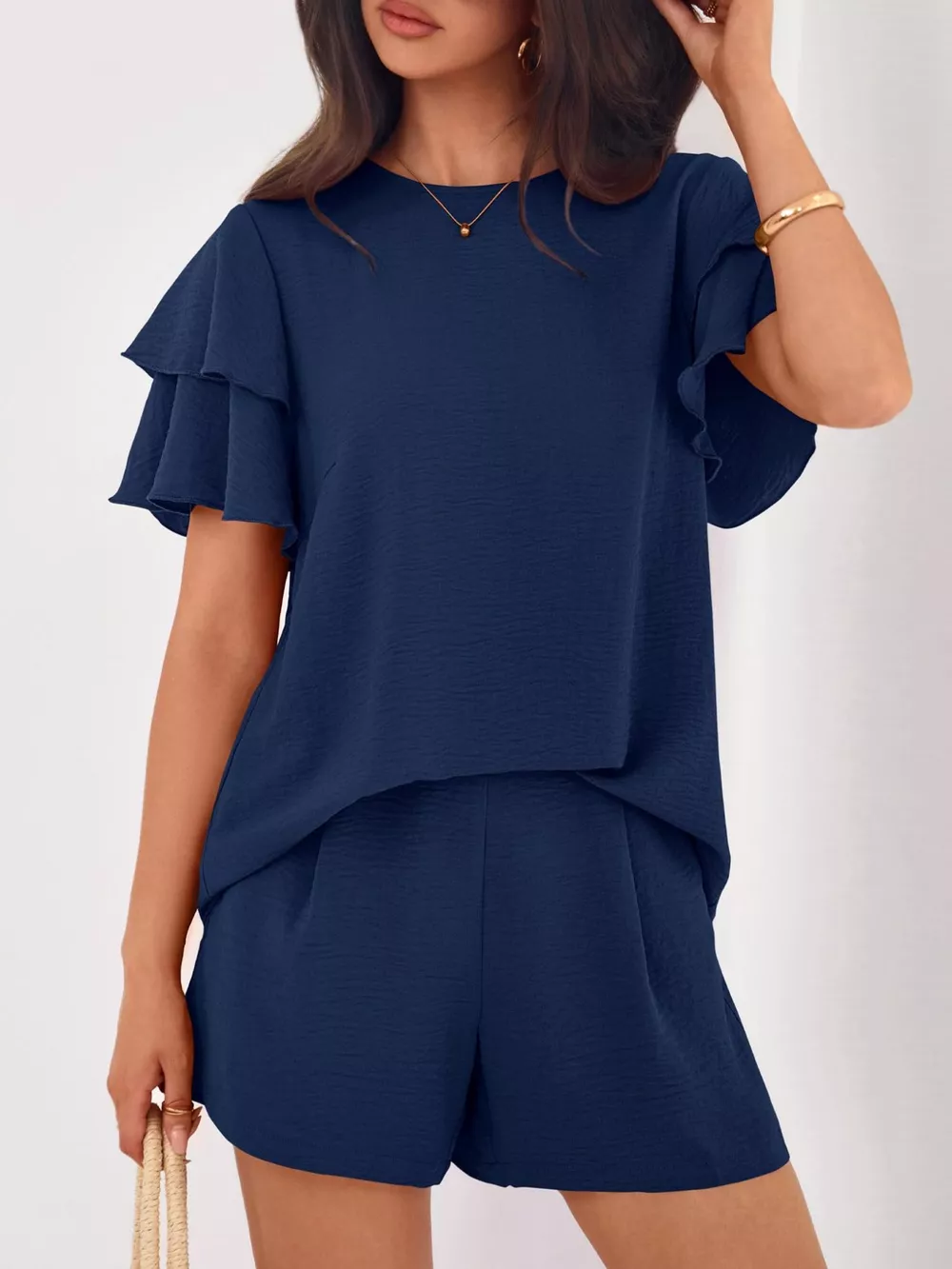 Ruffle Sleeve Top and Shorts Two-Piece Set, image 23
