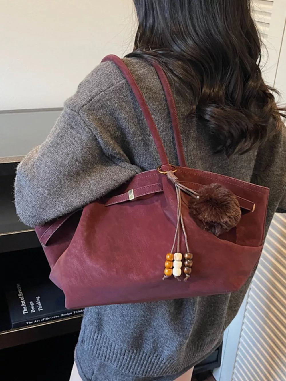 Decorative Tassel and Beads Tote Bag, image 6