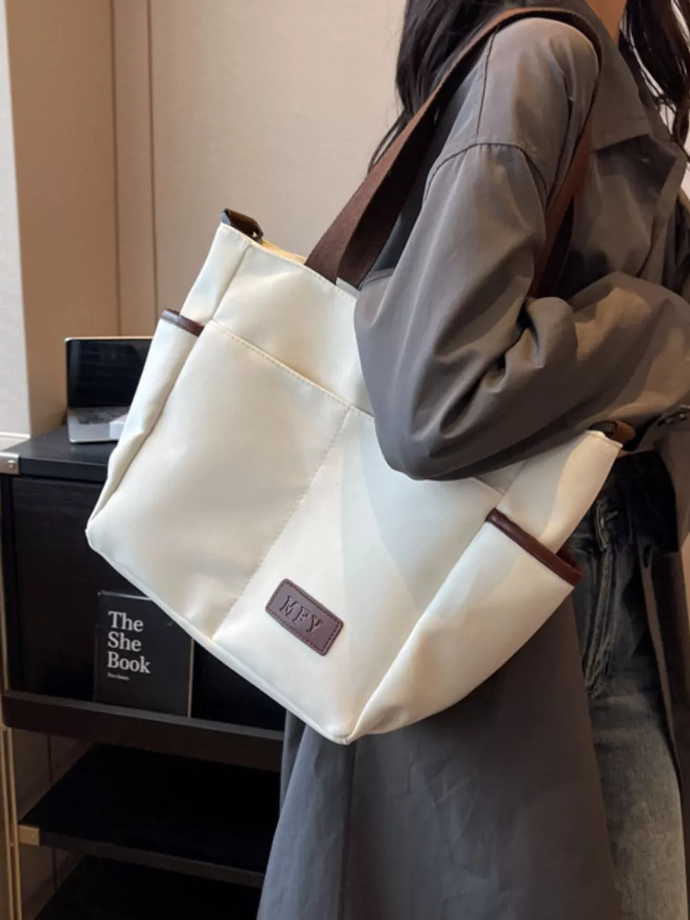 Canvas Shoulder Bag with Adjustable Strap, image 7