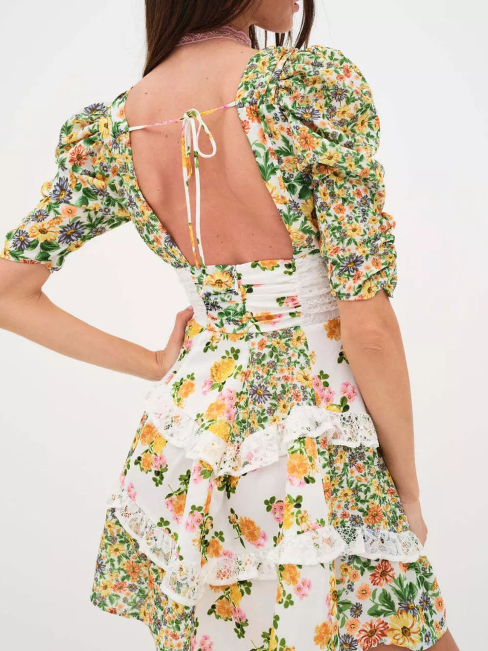 Ruffled Floral Print Half Sleeve Dress, image 7