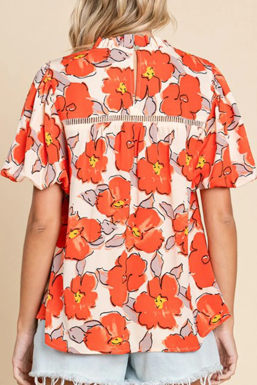 Printed Round Neck Short Sleeve Blouse, image 2