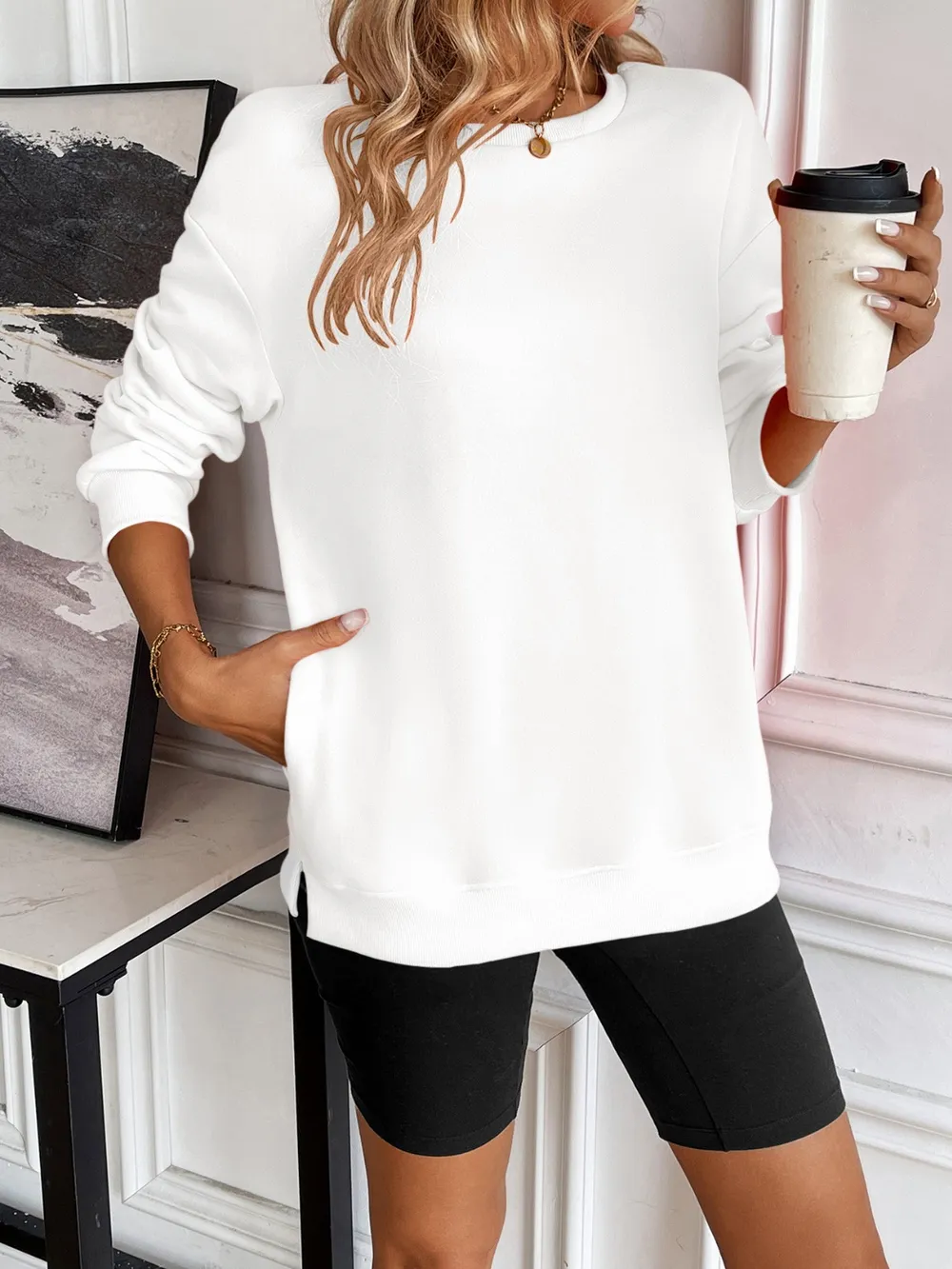 Round Neck Long Sleeve Sweatshirt, image 5