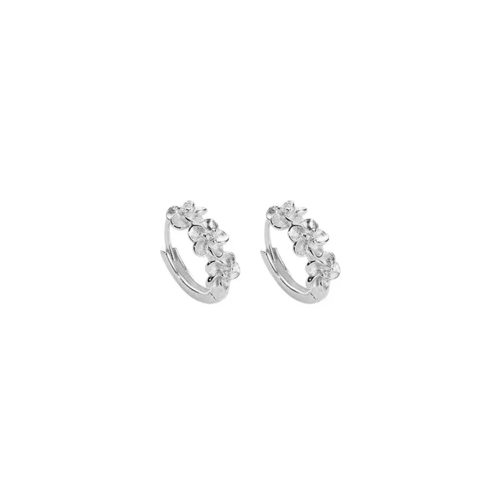 925 Sterling Silver Flower Hoop Earrings, image 4