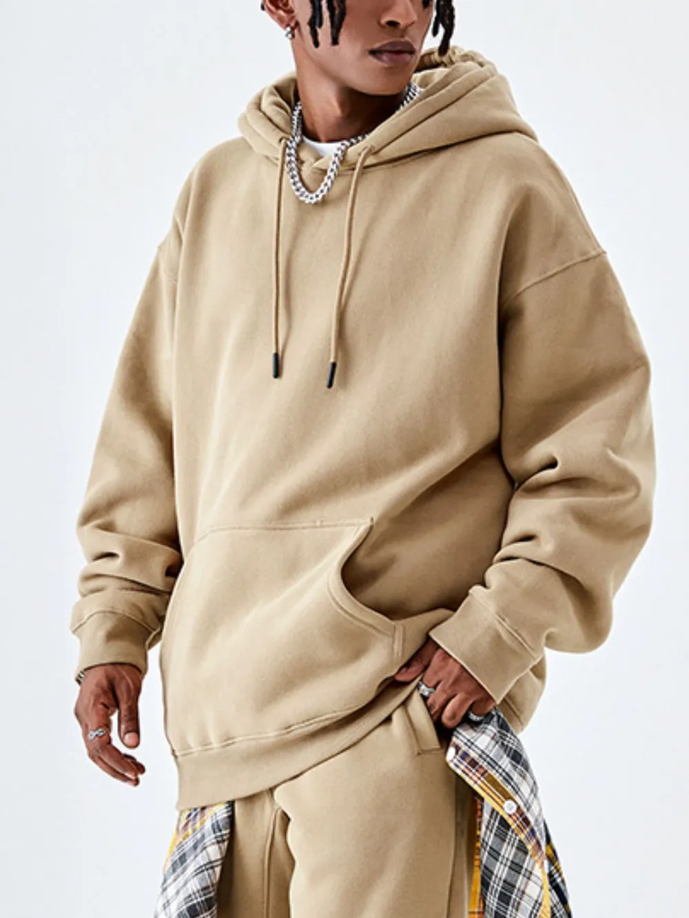 Men's Drawstring Drop Shoulder Hoodie, image 7