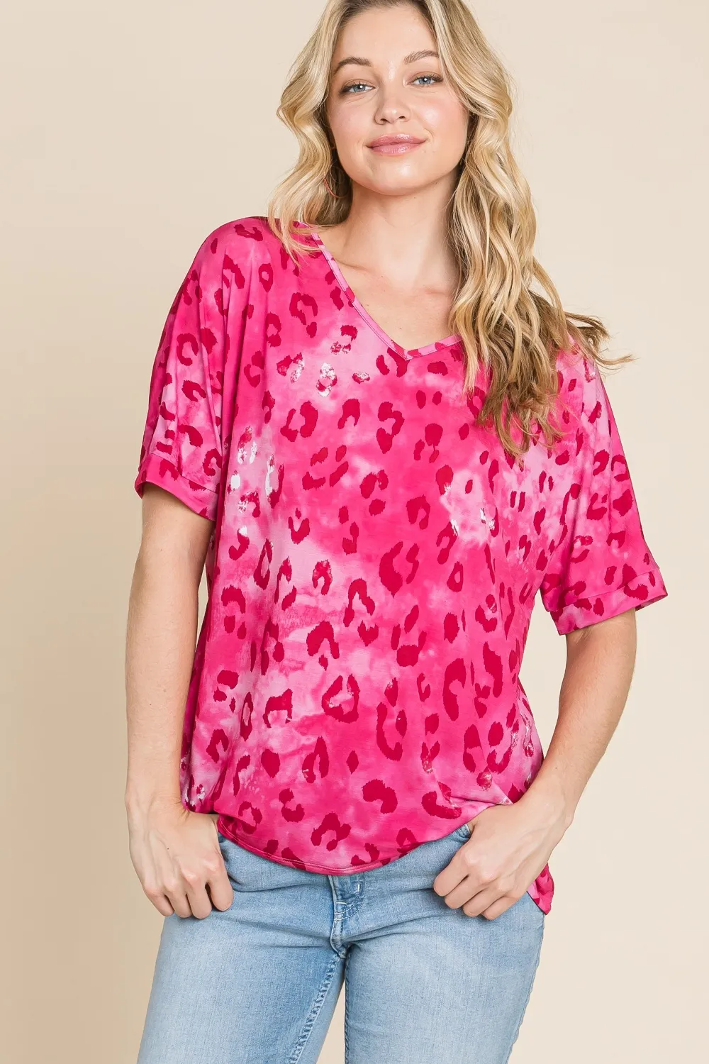 Leopard V-Neck Short Sleeve T-Shirt, image 5
