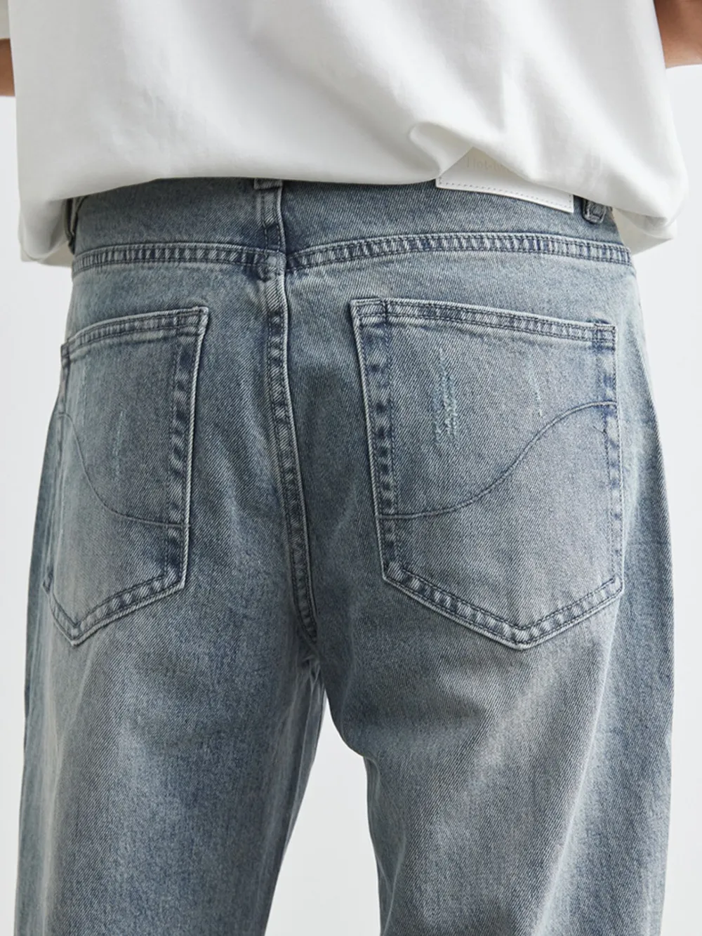 Men's Washed Wide Leg Distressed Jeans, image 8
