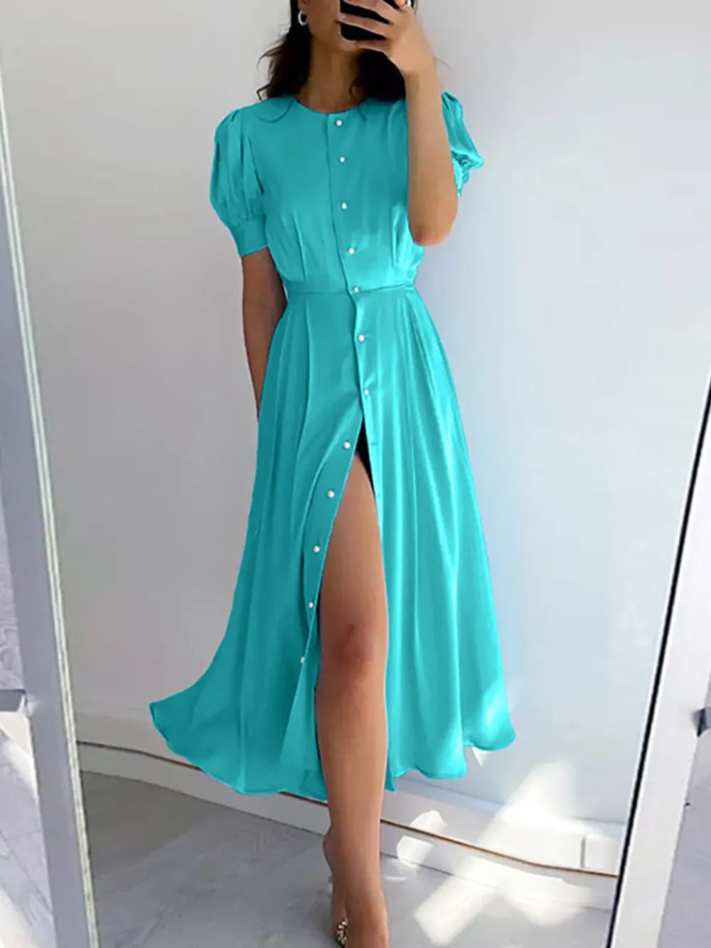 Button Down Short Sleeve Dress, image 7