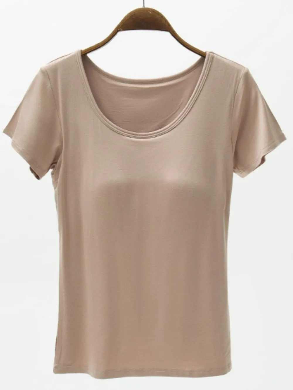 Round Neck Modal T-Shirt with Bra, image 6