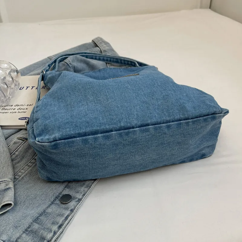 Adjustable Strap Denim Shoulder Bag, image 5