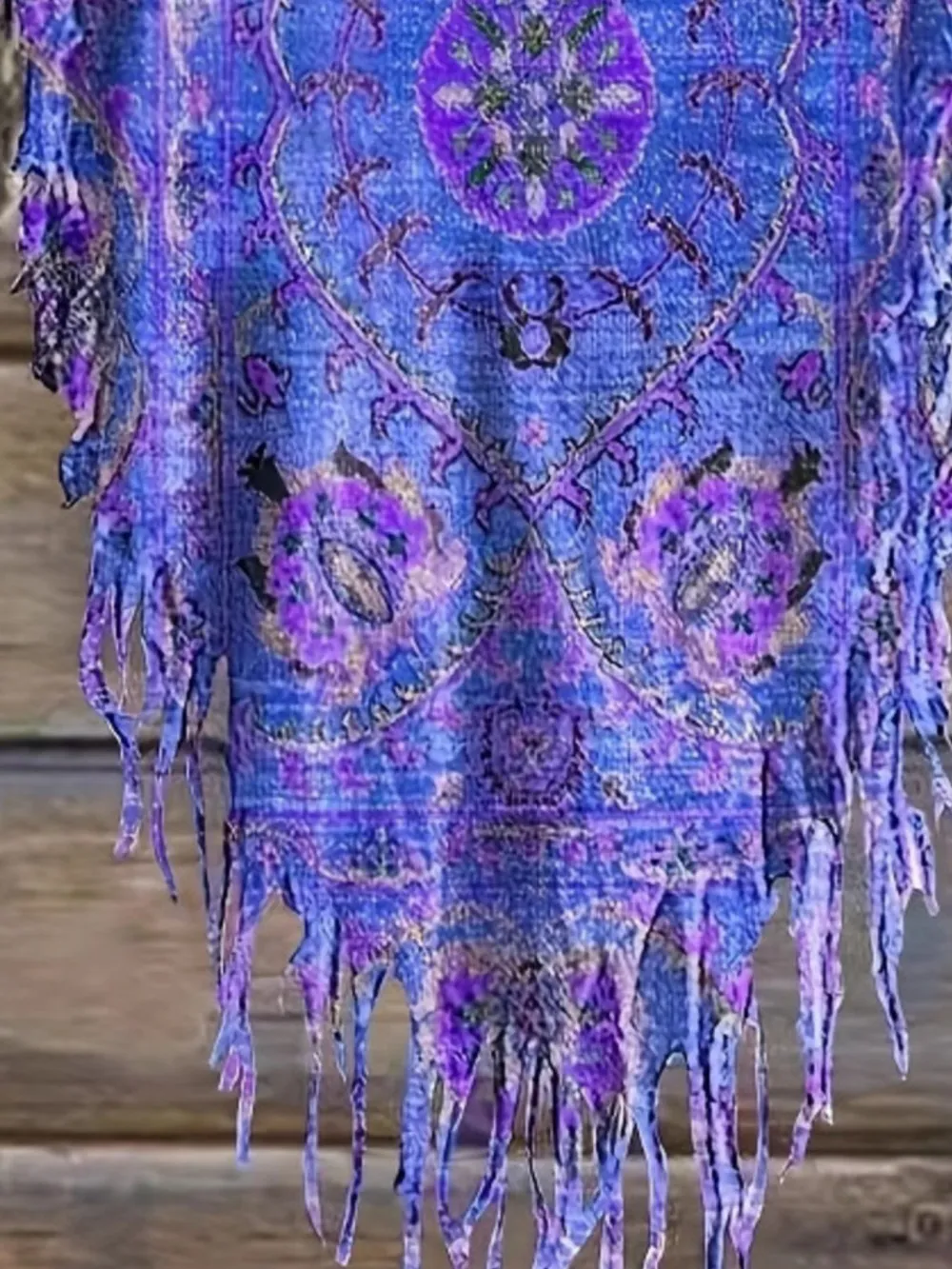 Plus Size Fringe Round Neck Cover Up, image 5