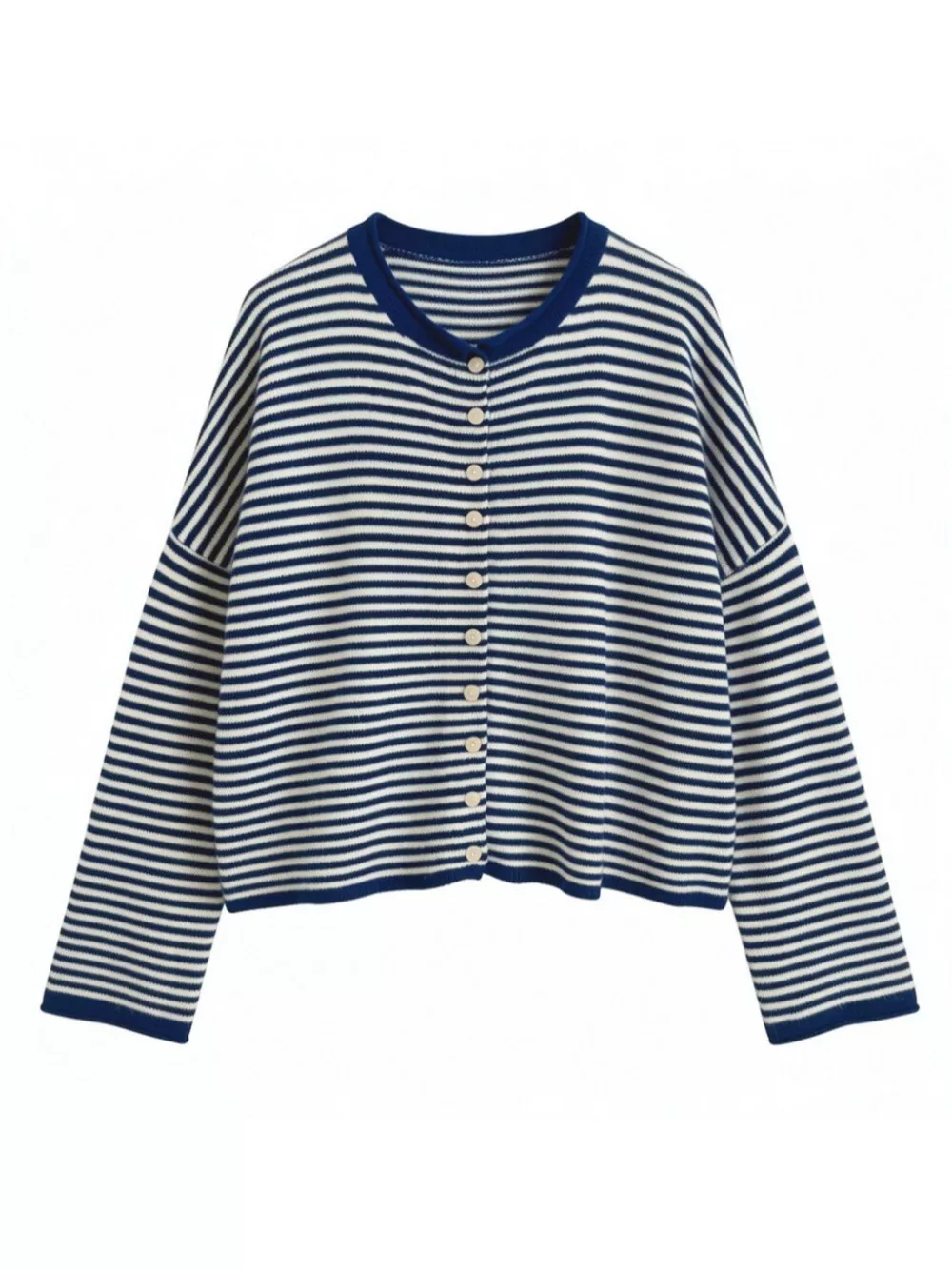 Button-Down Striped Knit Cardigan, image 6