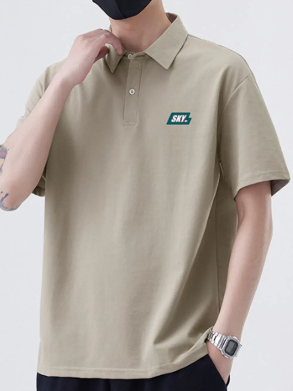 Men's Plus Size Button Detail Short Sleeve Polo, image 9